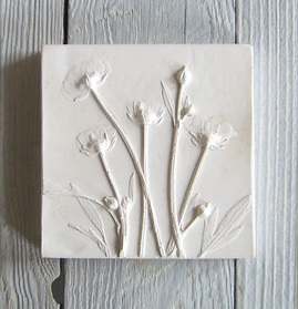 Buttercups plaster cast tile