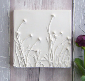 Small Cotton Lavender plaster cast tile