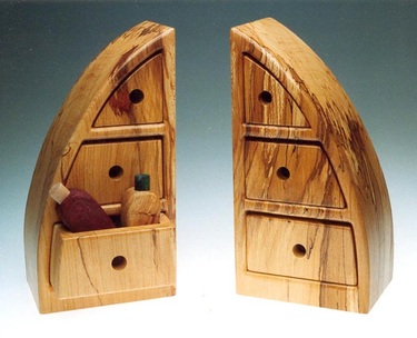Matching pair of Wooden Draws cut from a solid piece of wood