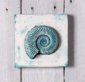 Turquoise Ammonite plaster cast tile