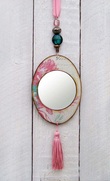 Pink Flower Oval Mirror