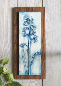 Bluebells No.3 plaster cast tile on stained Ash