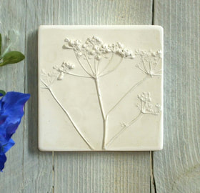 Small Cow Parsely plaster cast tile