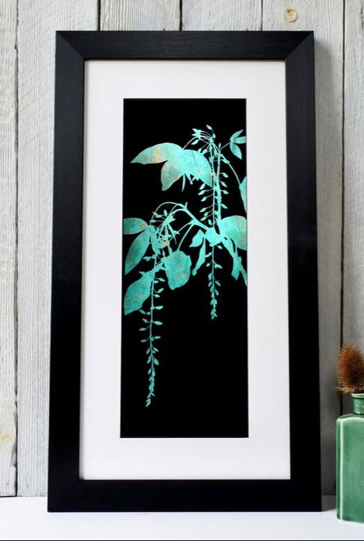 Fiona Gray - Turquoise narrow laburnum print 