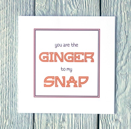 Greetings card you are the Ginger to my Snap