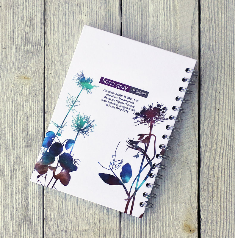 Foxglove design spiral bound notebook by Fiona Gray