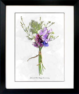 Posy of Sweet Peas illustrated by Fiona Gray